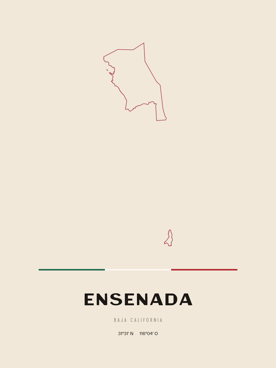 Framed poster of Ensenada, Baja California.