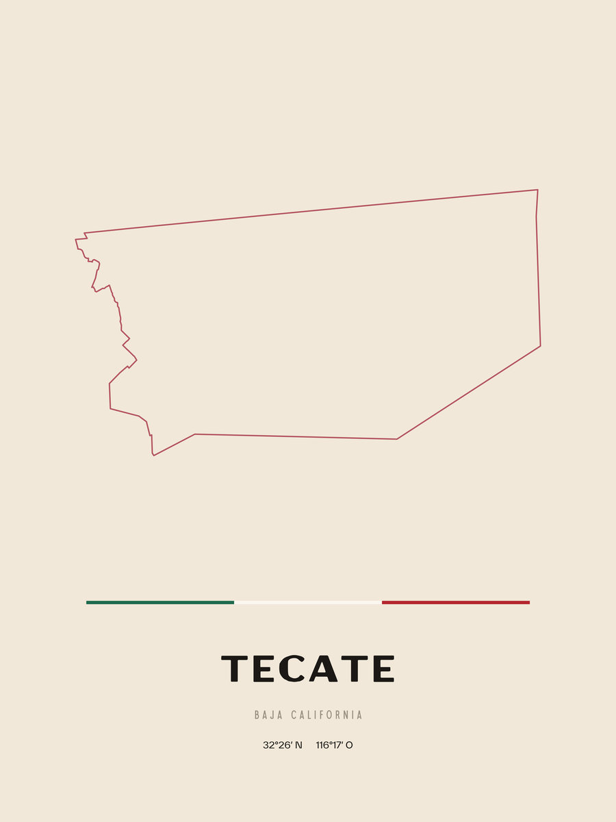 Framed poster of Tecate, Baja California.