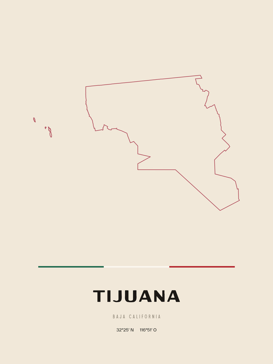 Framed poster of Tijuana, Baja California.