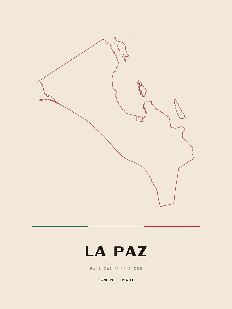 Framed poster of La Paz, Baja California Sur.