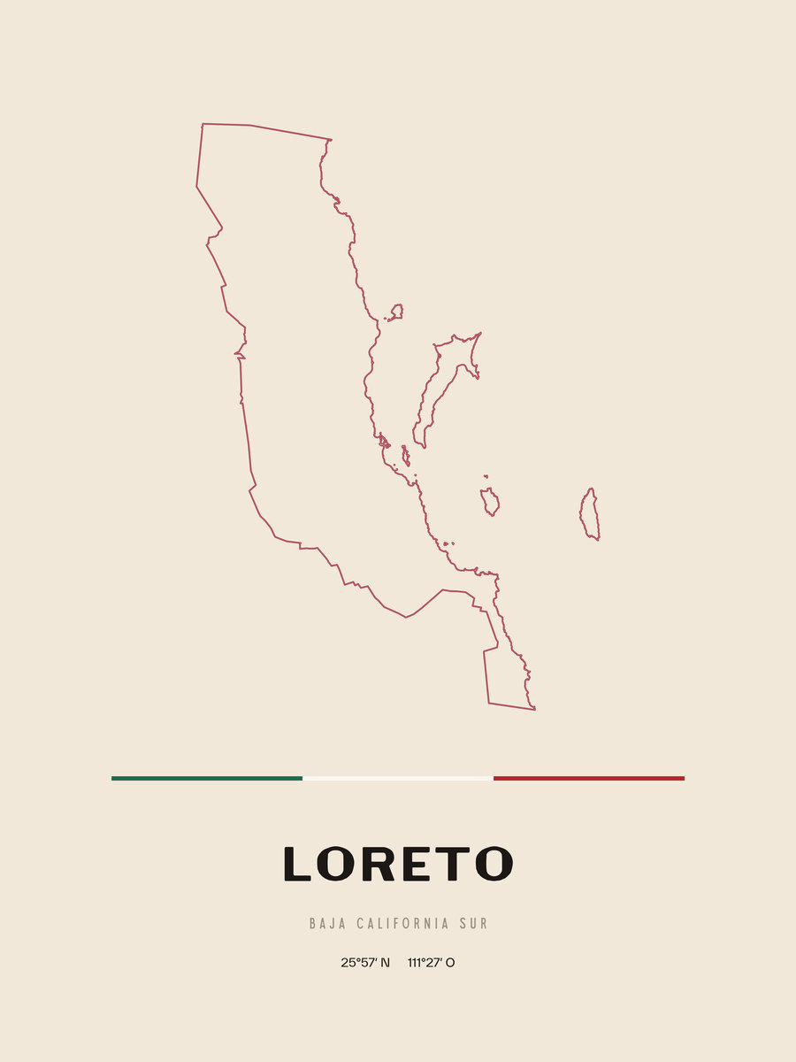 Framed poster of Loreto, Baja California Sur.
