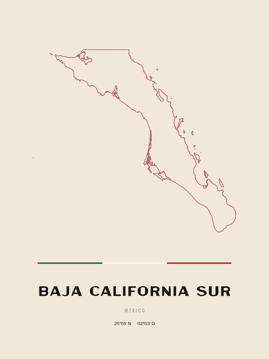 Framed poster of Baja California Sur.