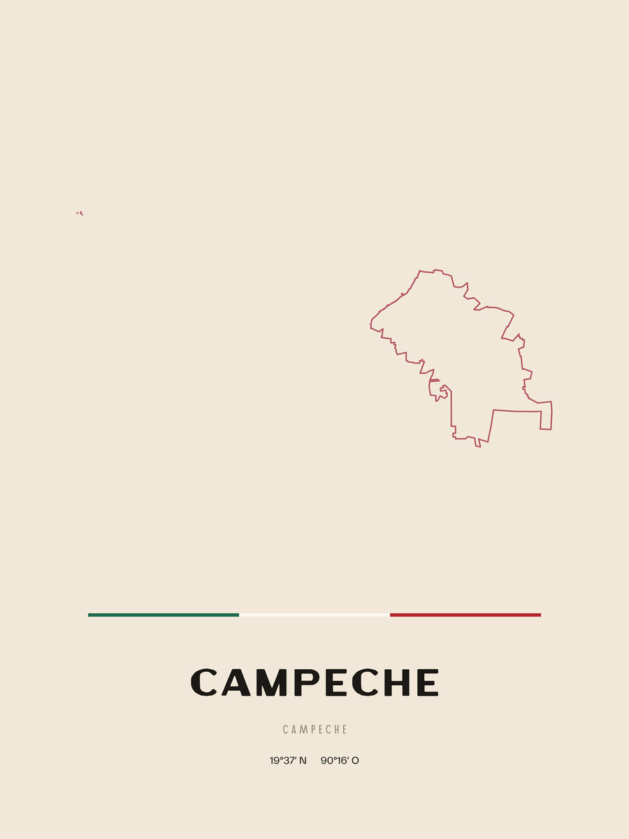 Framed poster of Campeche, Campeche.