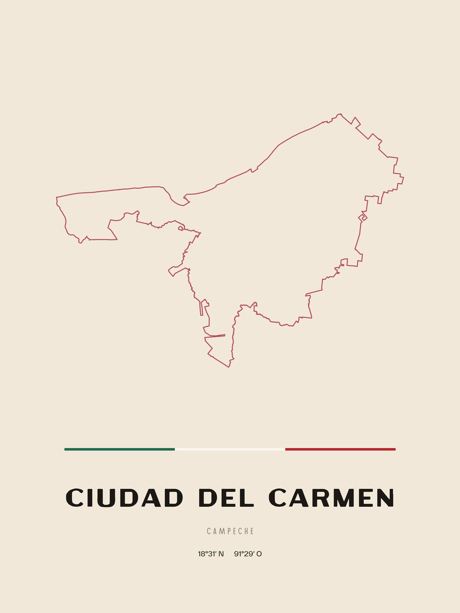 Framed poster of Ciudad del Carmen, Campeche.