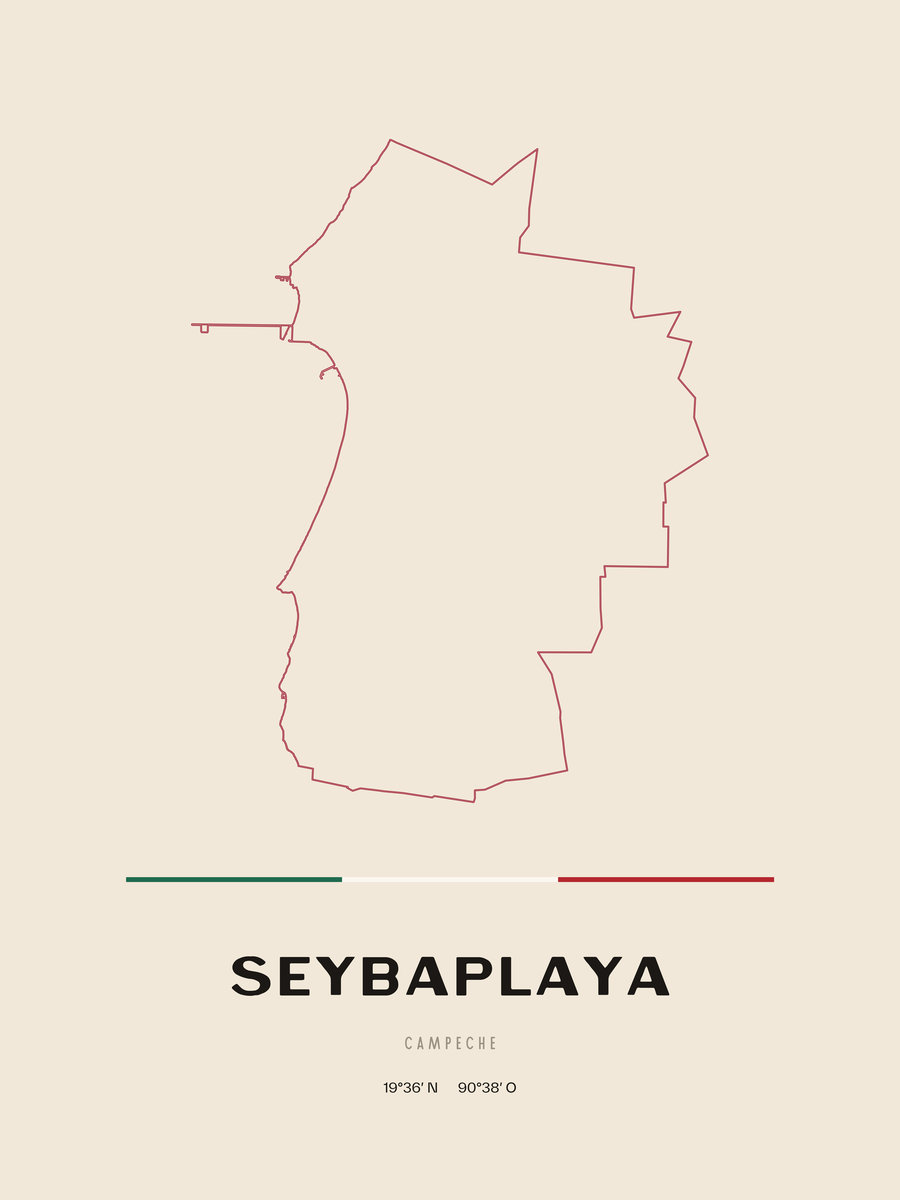 Framed poster of Seybaplaya, Campeche.