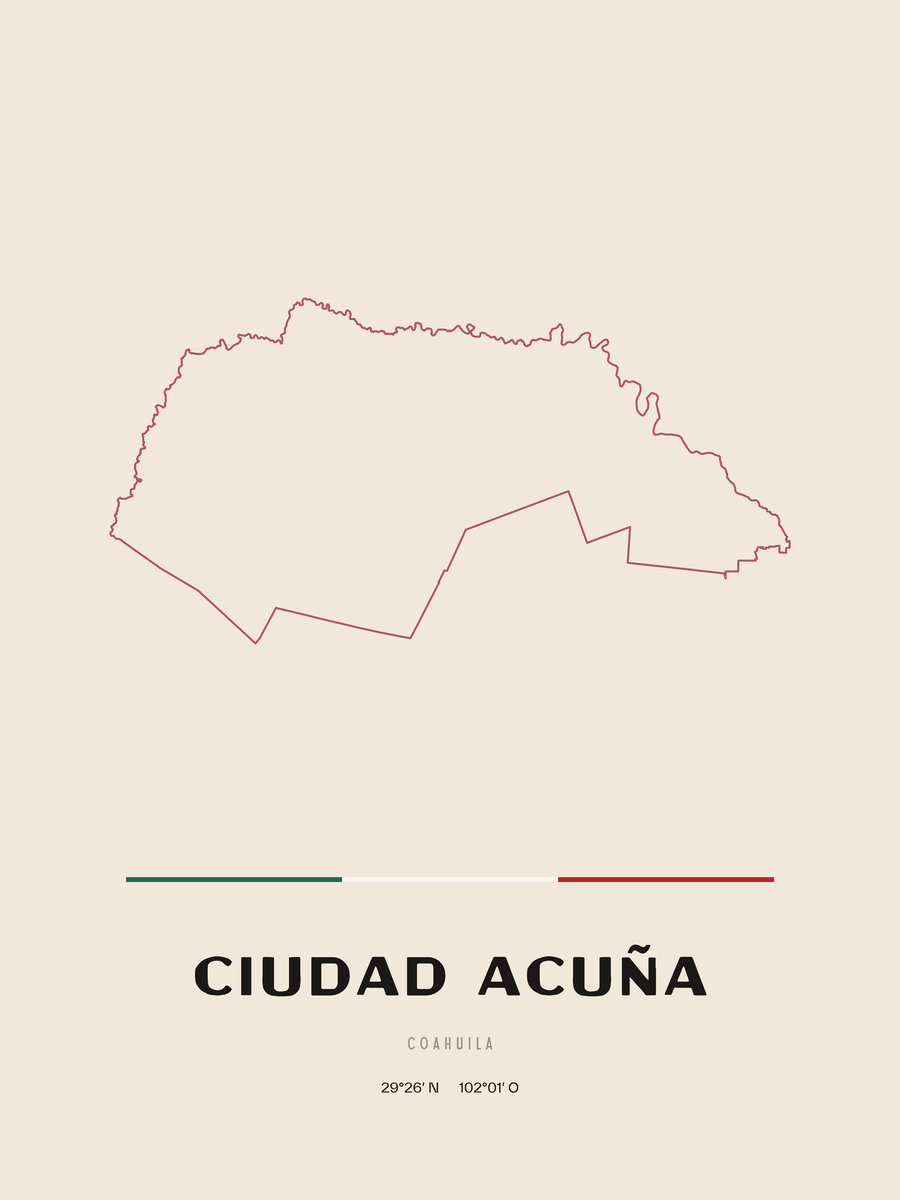 Framed poster of Ciudad Acuña, Coahuila.