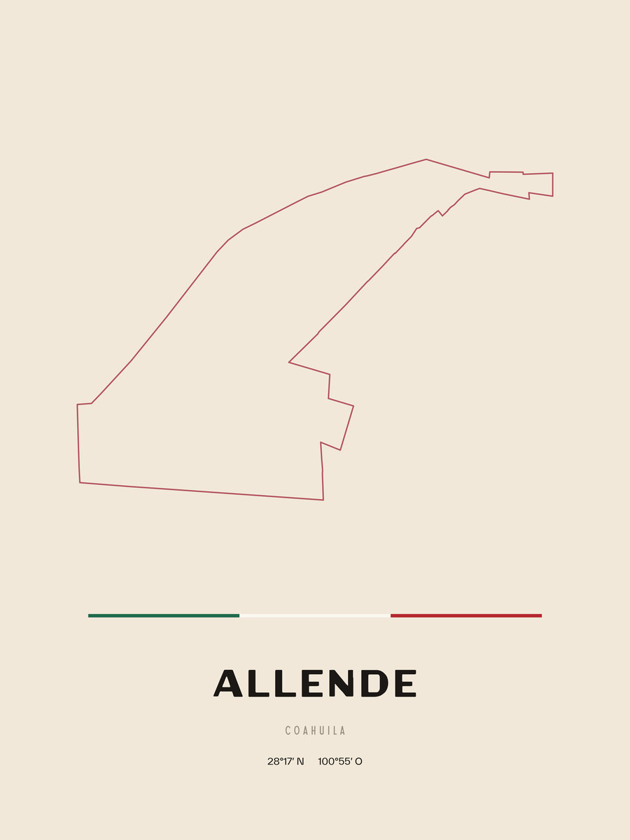 Framed poster of Allende, Coahuila.