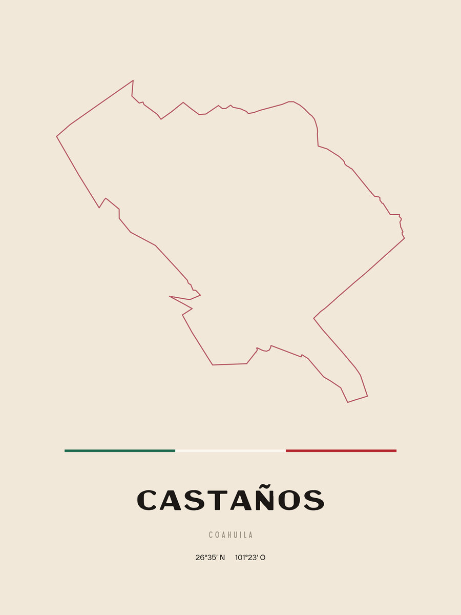 Framed poster of Castaños, Coahuila.