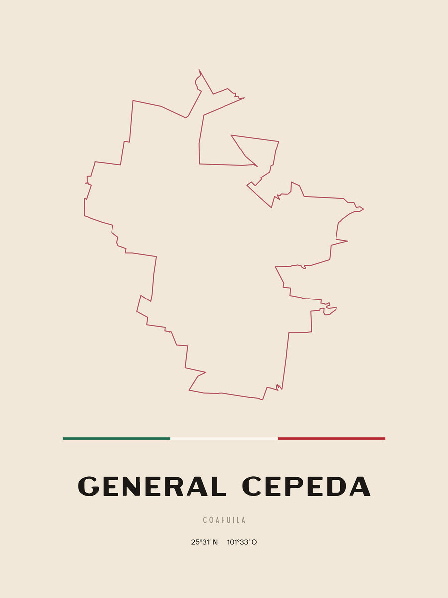 Framed poster of General Cepeda, Coahuila.