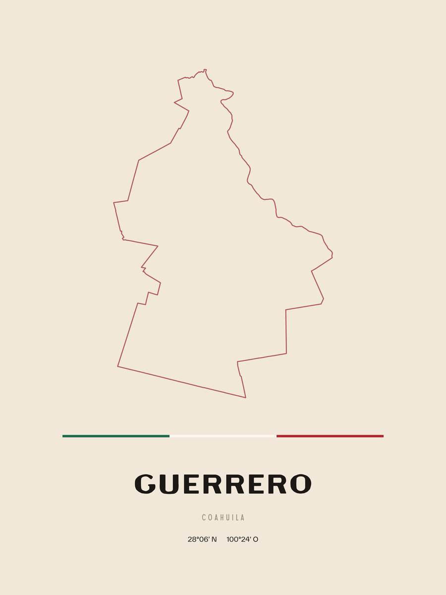 Framed poster of Guerrero, Coahuila.