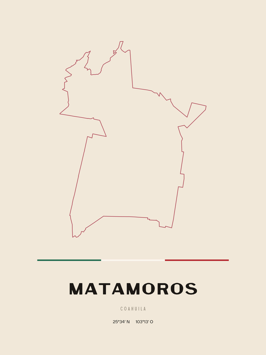 Framed poster of Matamoros, Coahuila.
