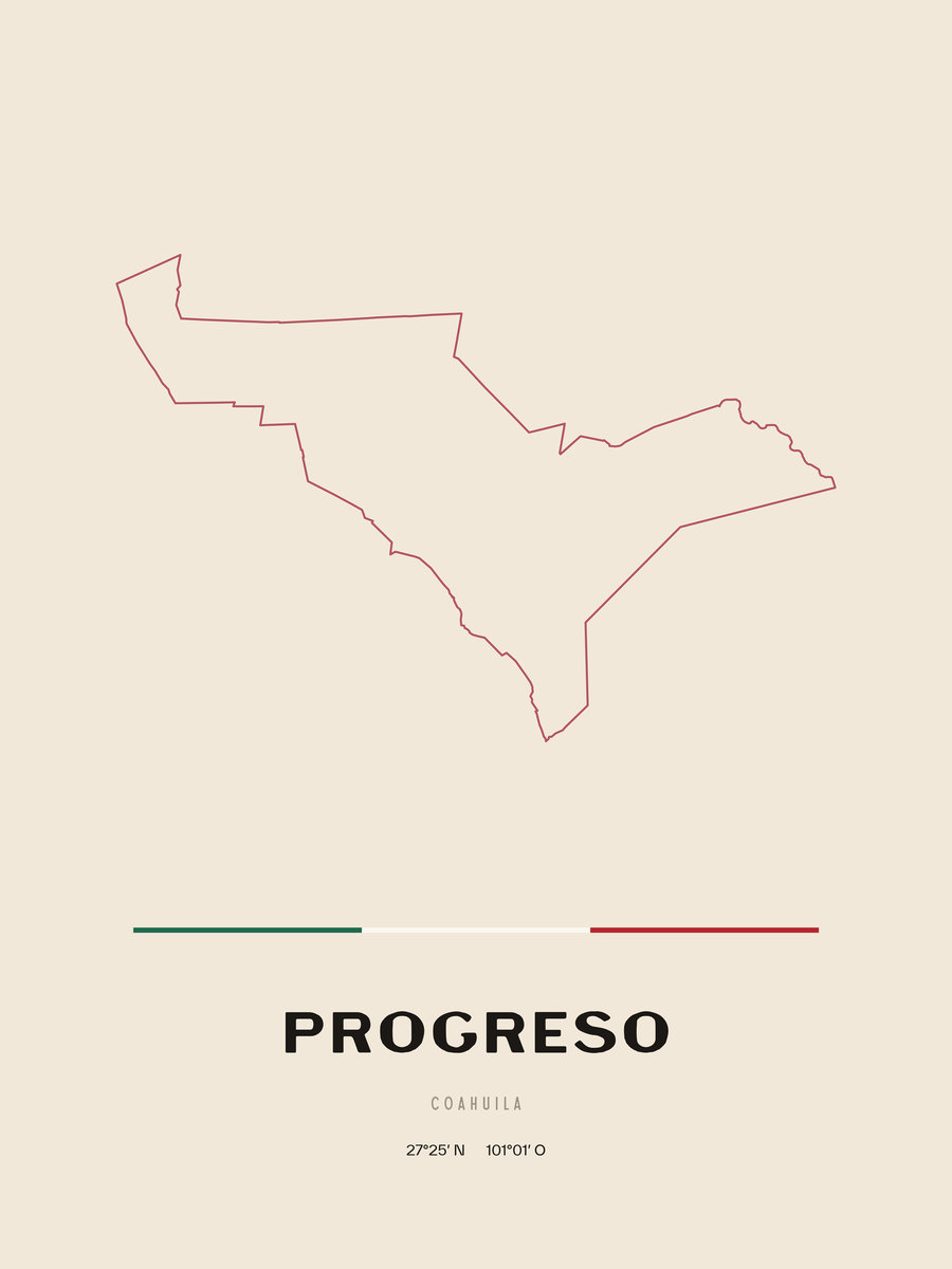 Framed poster of Progreso, Coahuila.