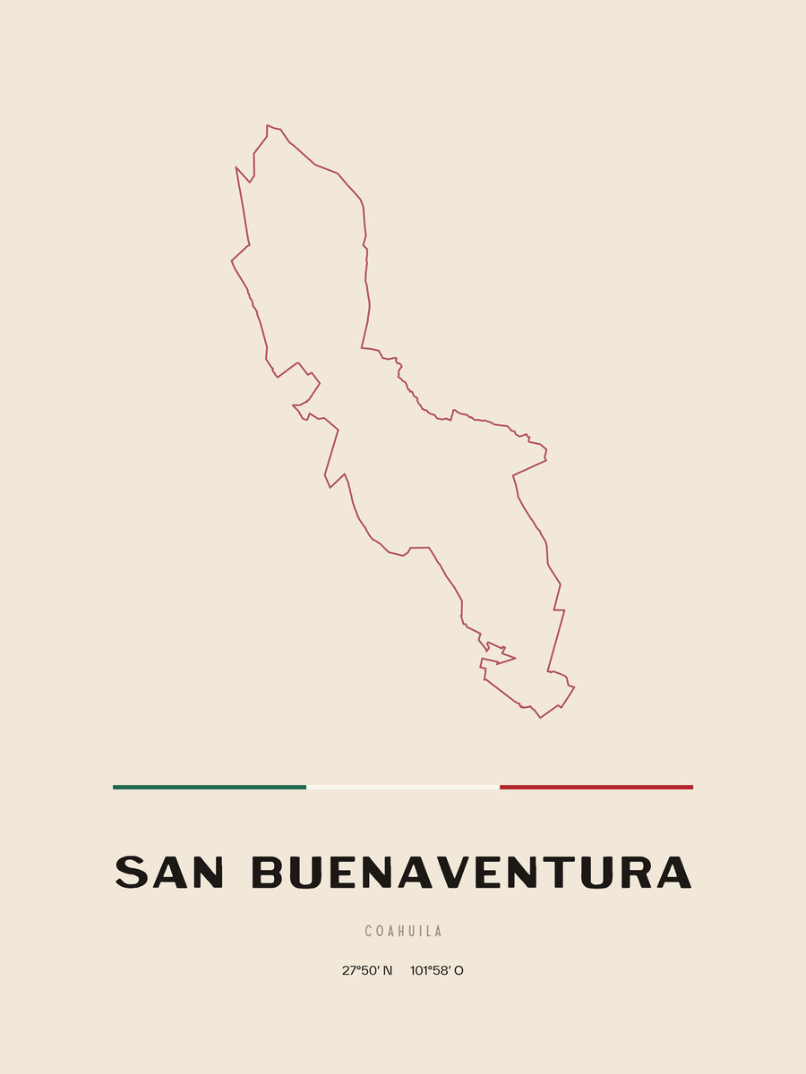 Framed poster of San Buenaventura, Coahuila.
