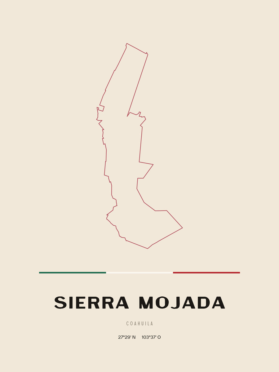 Framed poster of Sierra Mojada, Coahuila.