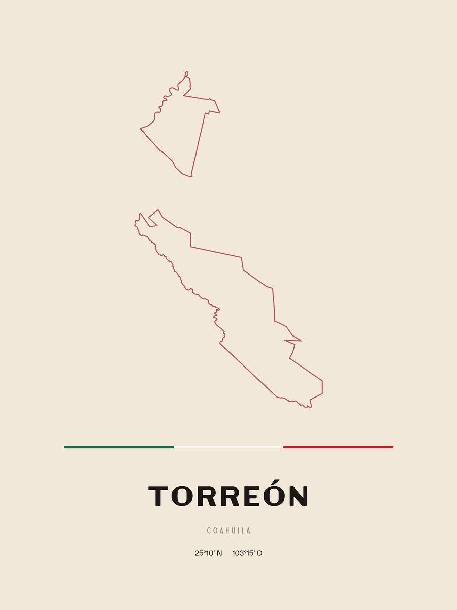 Framed poster of Torreón, Coahuila.