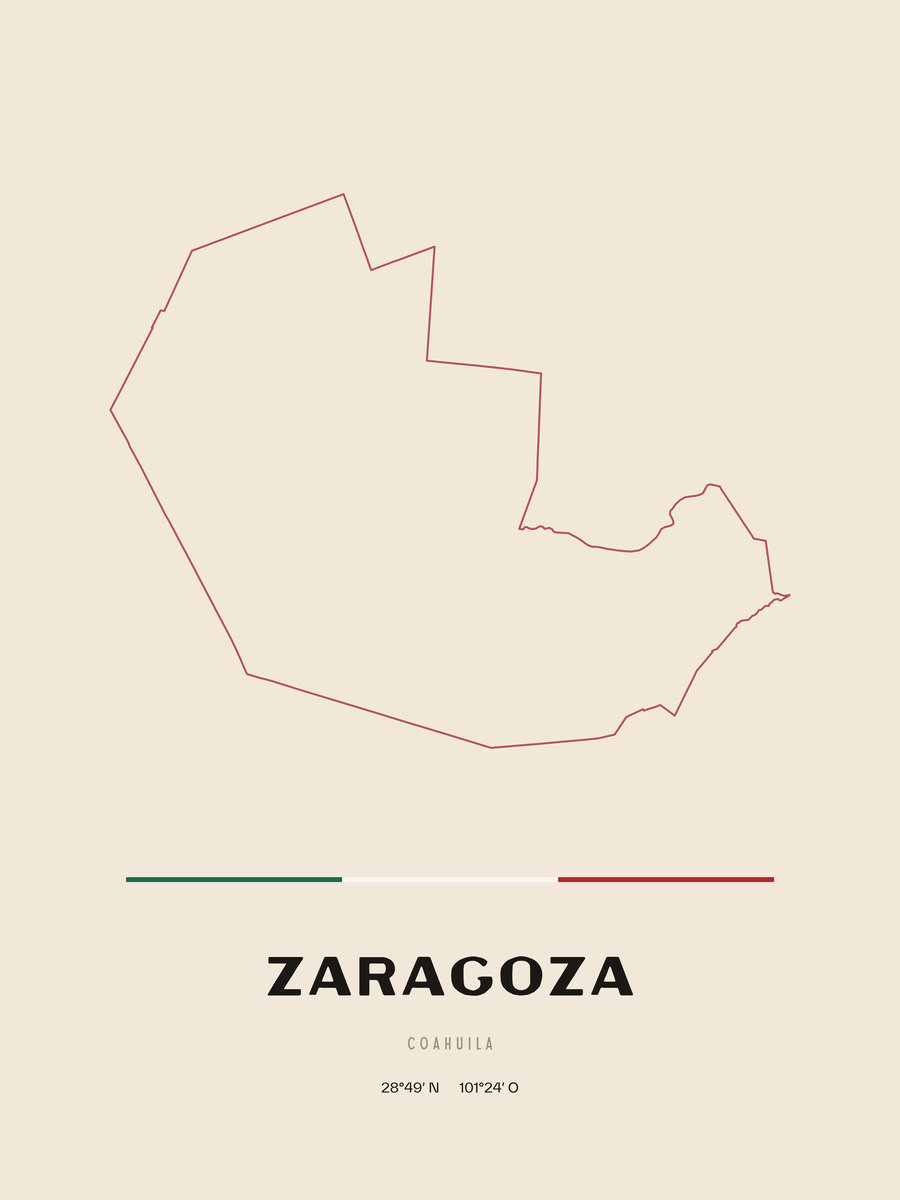Framed poster of Zaragoza, Coahuila.
