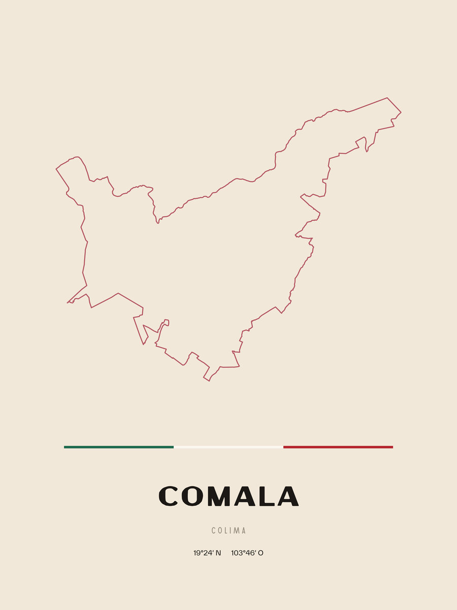Framed poster of Comala, Colima.