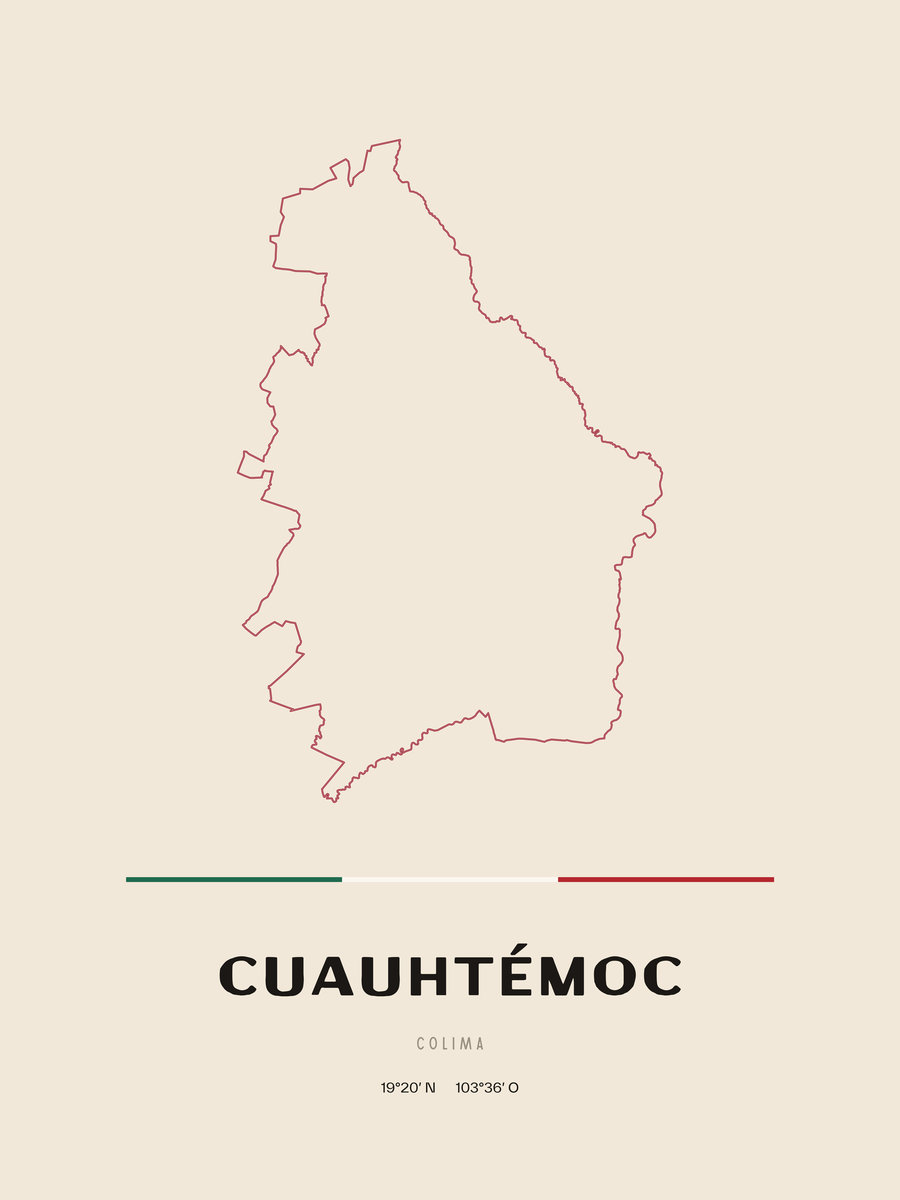 Framed poster of Cuauhtémoc, Colima.