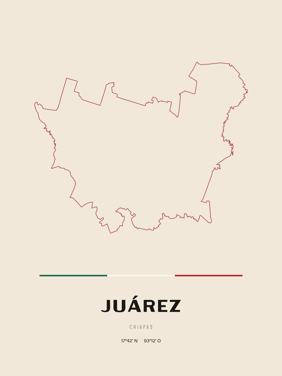 Framed poster of Juárez, Chiapas.