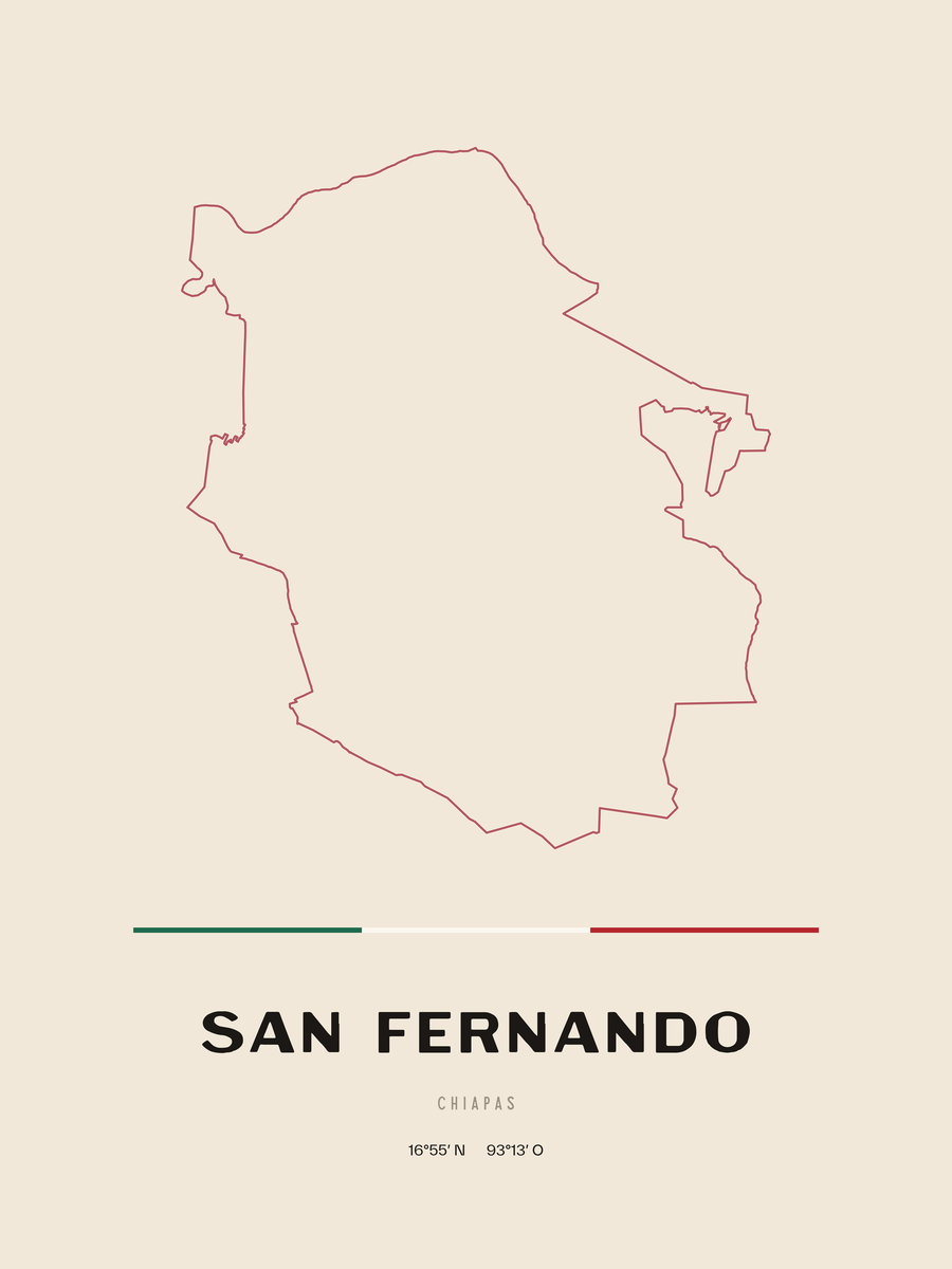 Framed poster of San Fernando, Chiapas.