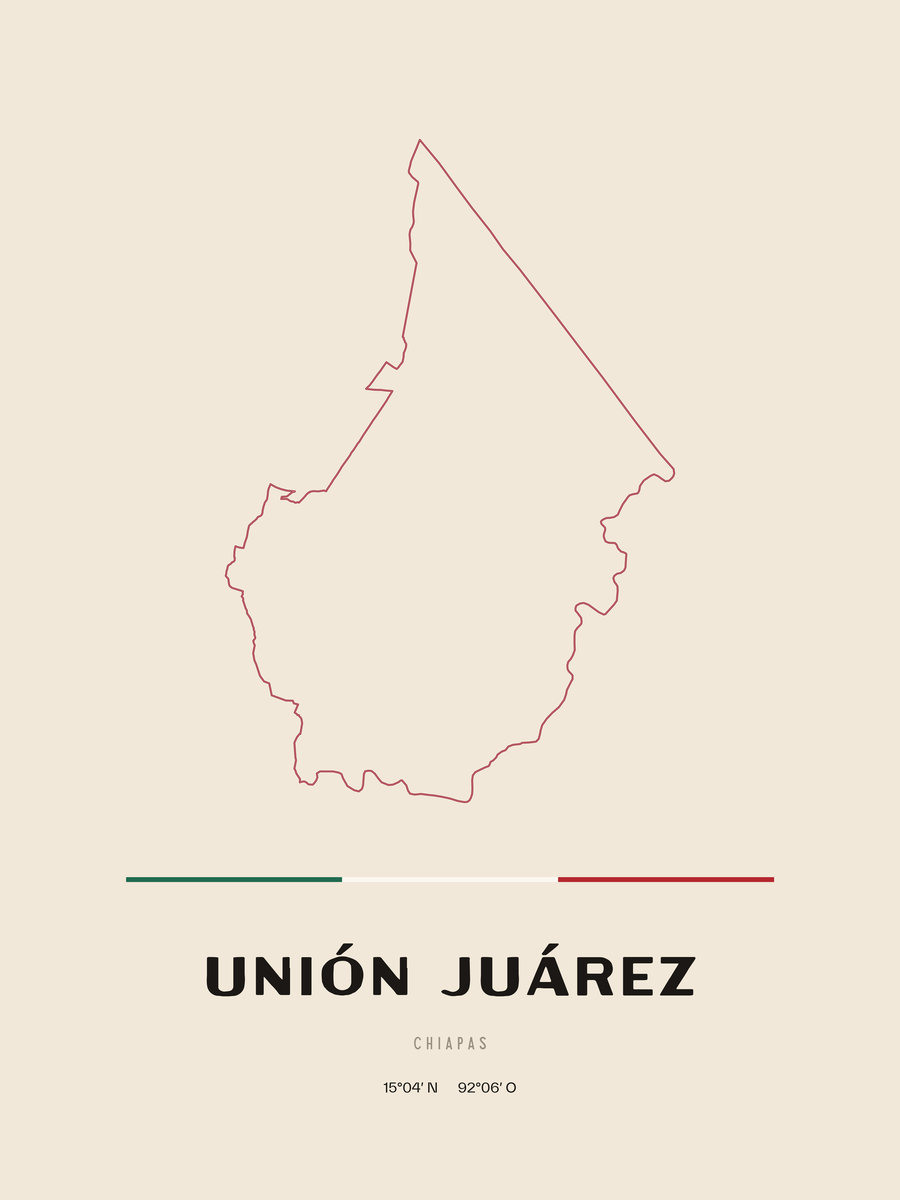 Framed poster of Unión Juárez, Chiapas.