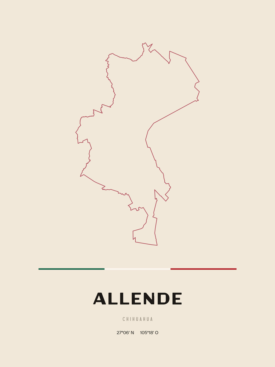 Framed poster of Allende, Chihuahua.