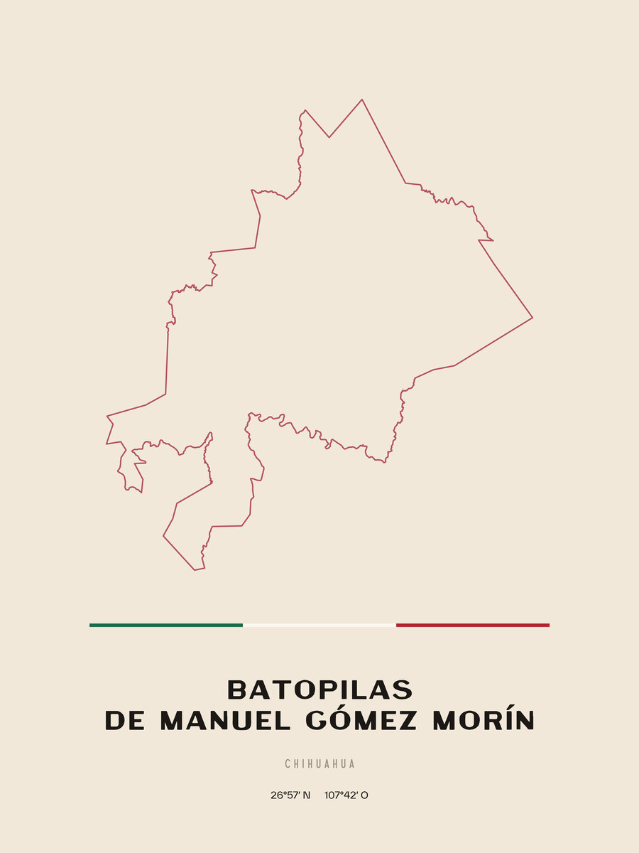 Framed poster of Batopilas de Manuel Gómez Morín, Chihuahua.