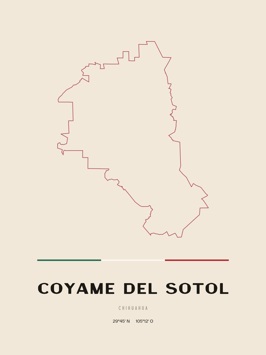 Framed poster of Coyame del Sotol, Chihuahua.