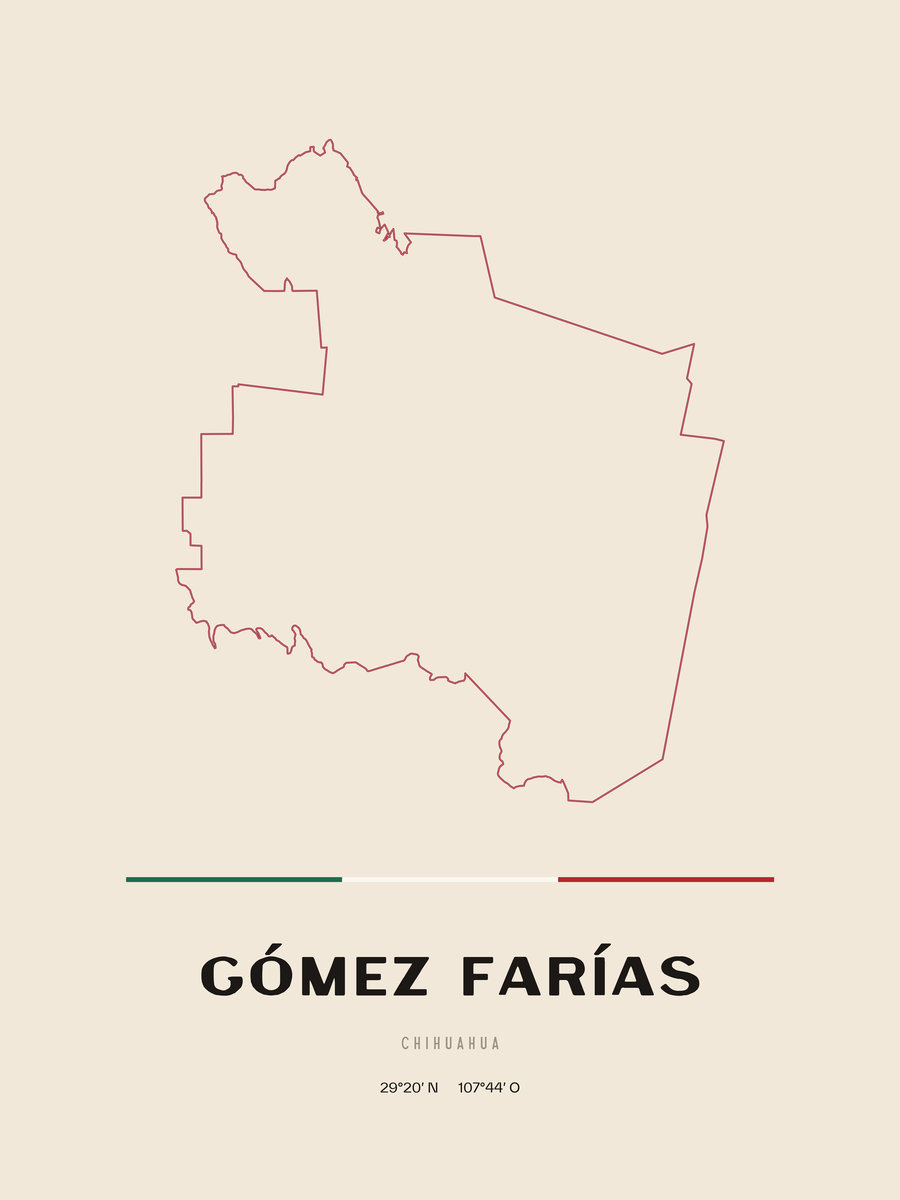Framed poster of Gómez Farías, Chihuahua.