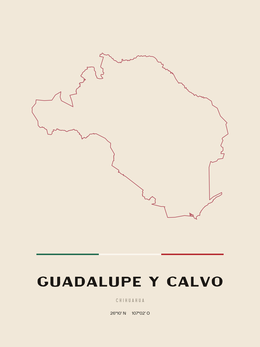 Framed poster of Guadalupe y Calvo, Chihuahua.