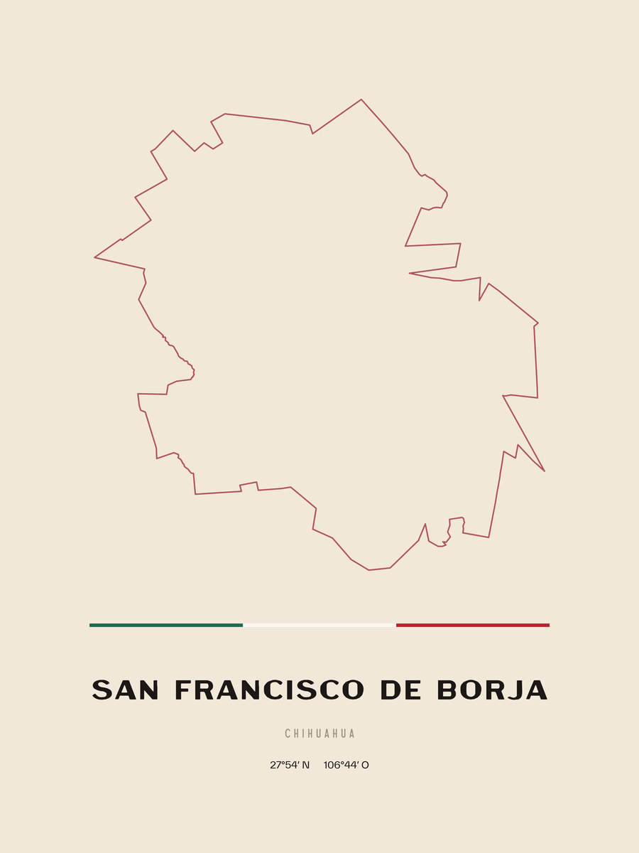 Framed poster of San Francisco de Borja, Chihuahua.