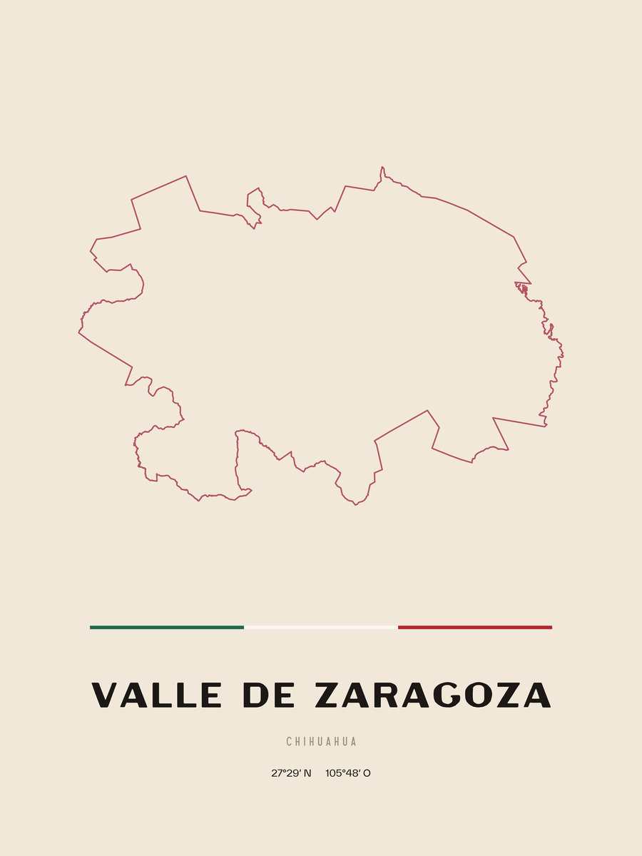 Framed poster of Valle de Zaragoza, Chihuahua.