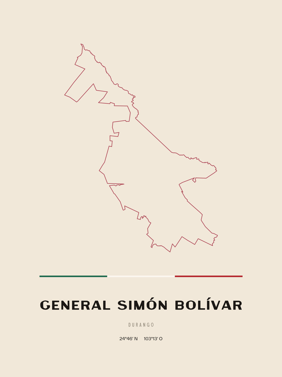 Framed poster of General Simón Bolívar, Durango.