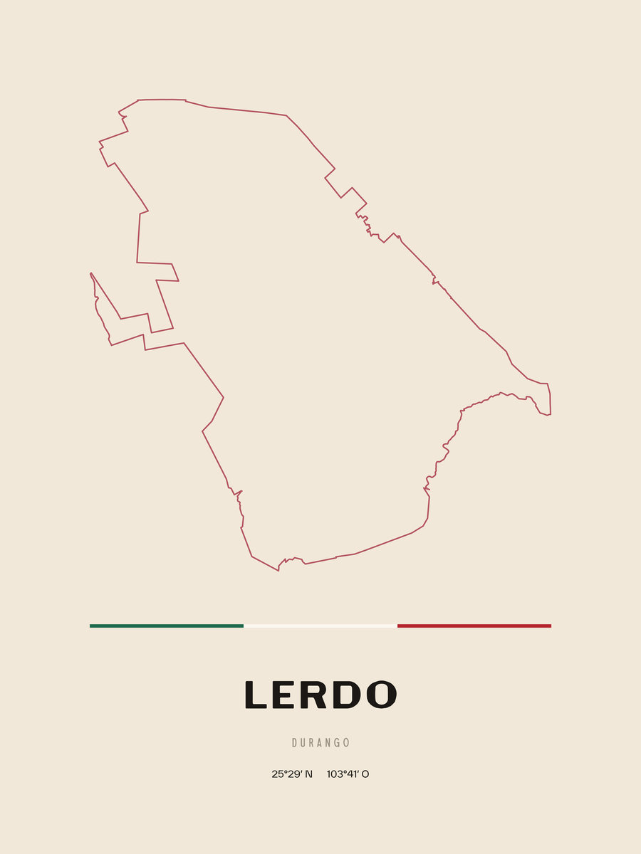 Framed poster of Lerdo, Durango.