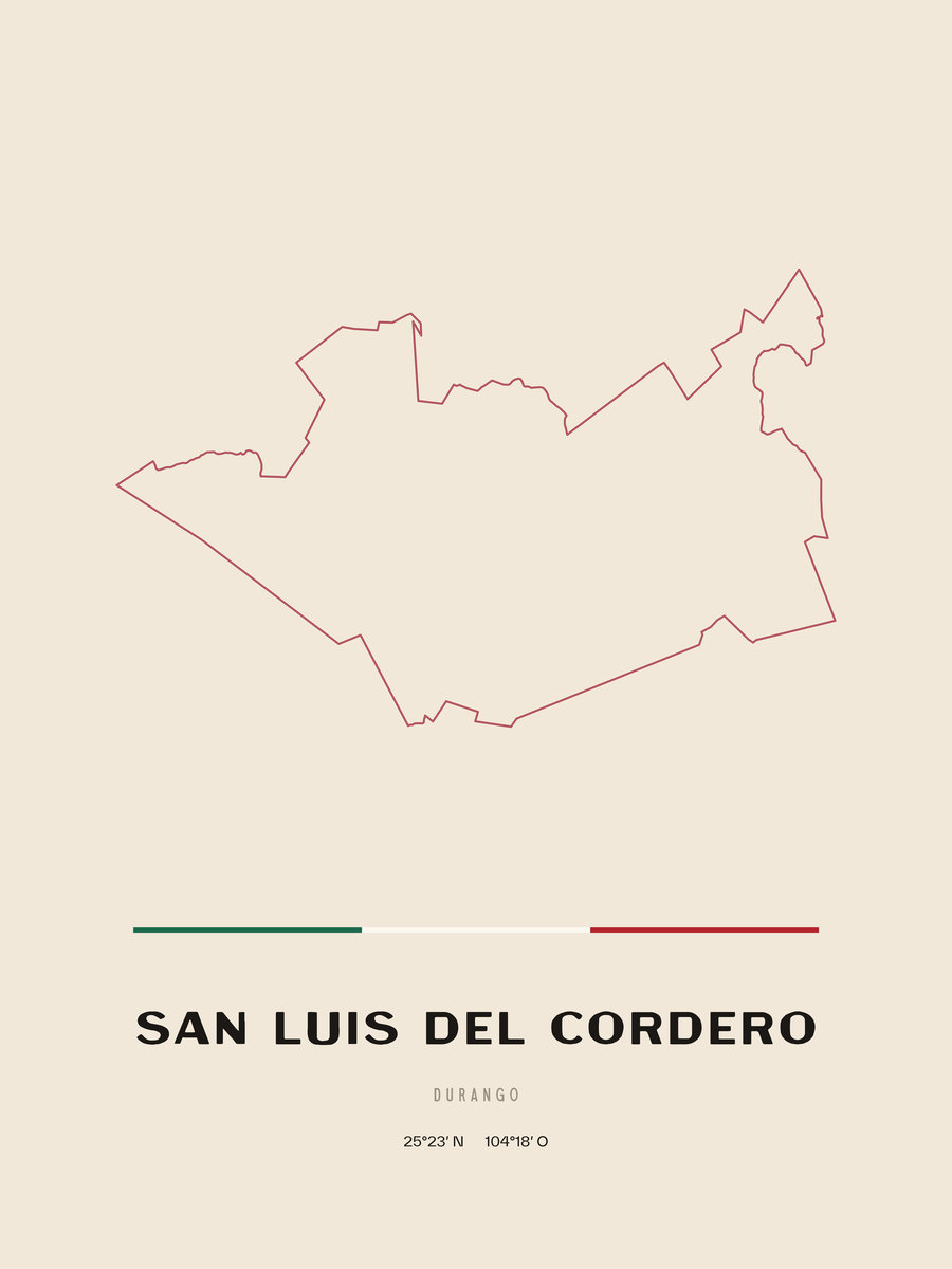 Framed poster of San Luis del Cordero, Durango.