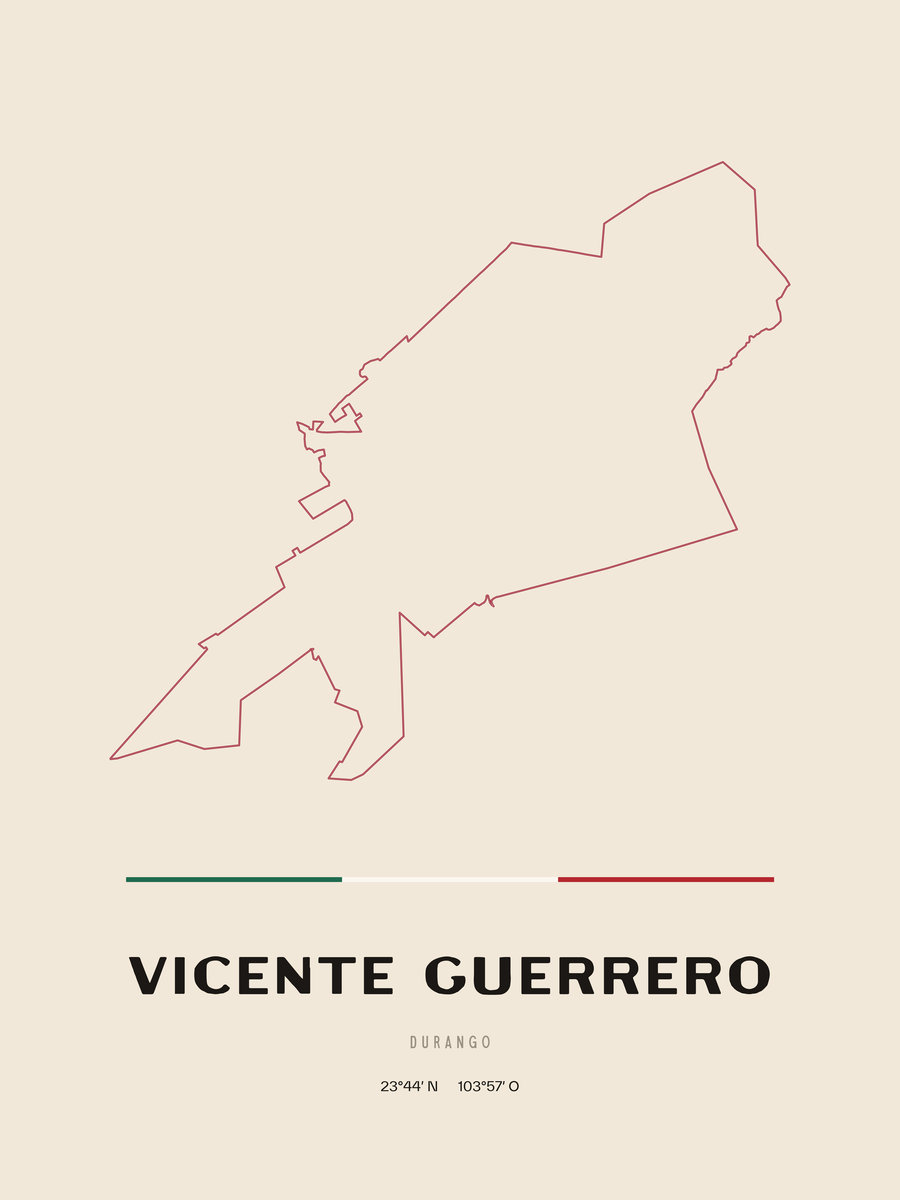 Framed poster of Vicente Guerrero, Durango.