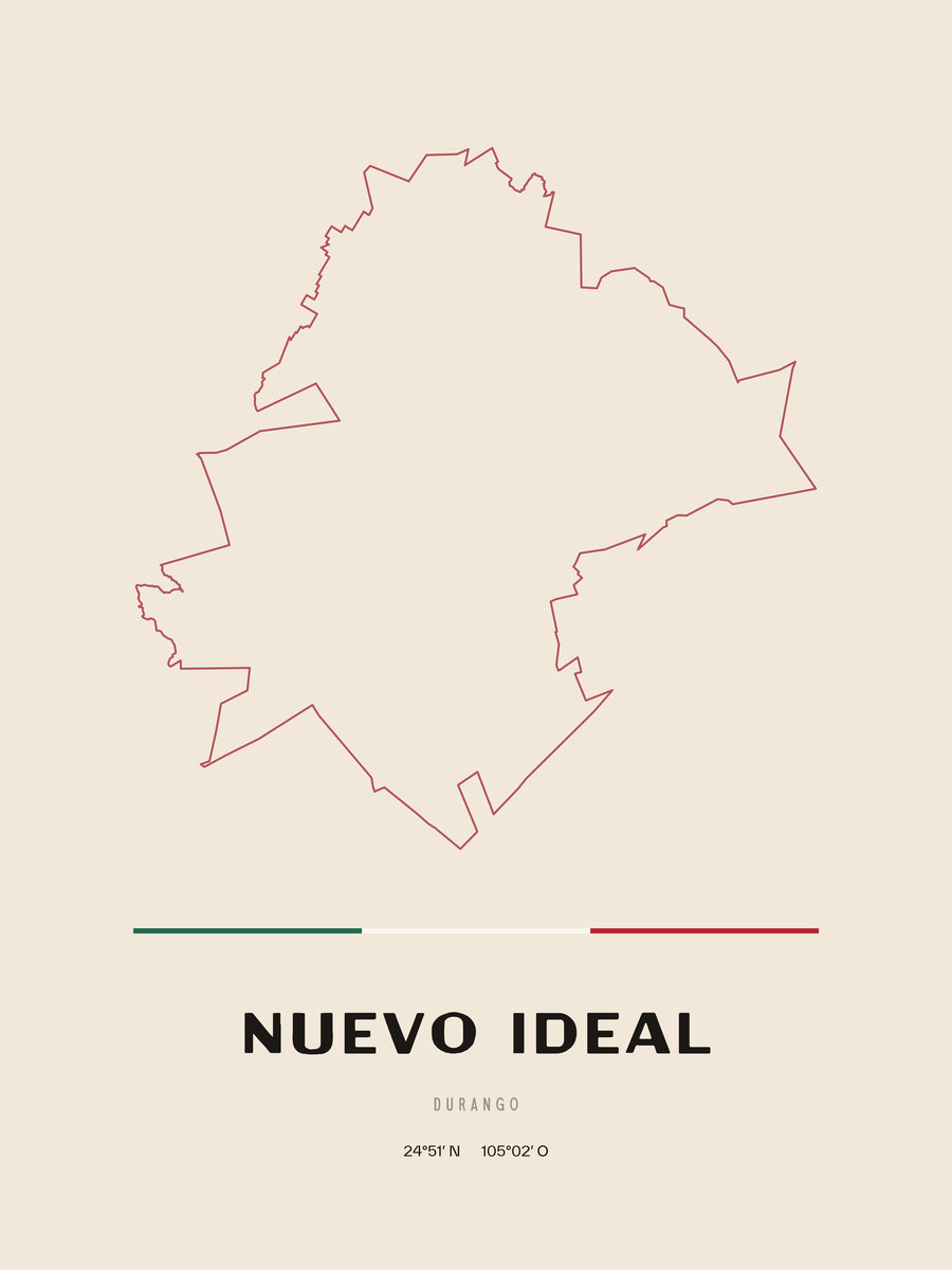 Framed poster of Nuevo Ideal, Durango.