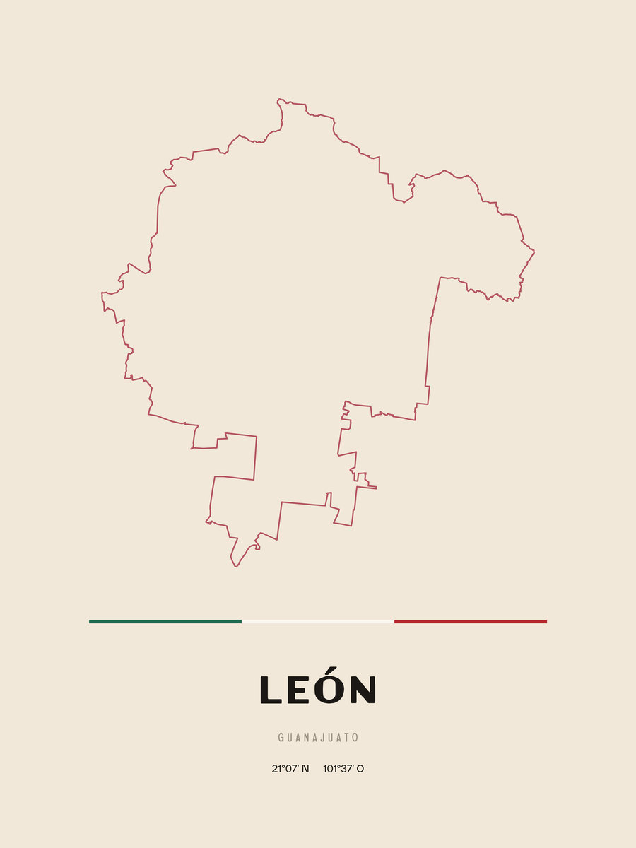 Framed poster of León, Guanajuato.