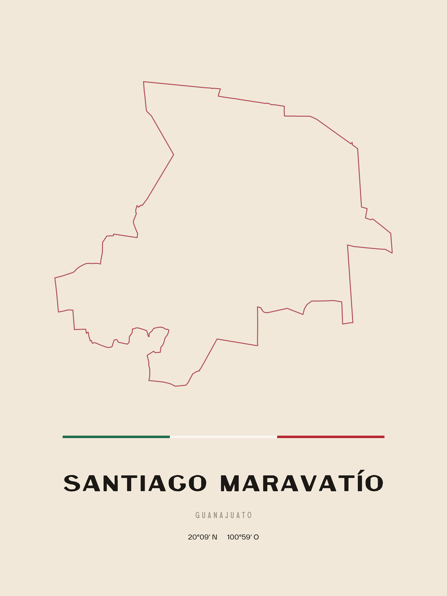 Framed poster of Santiago Maravatío, Guanajuato.