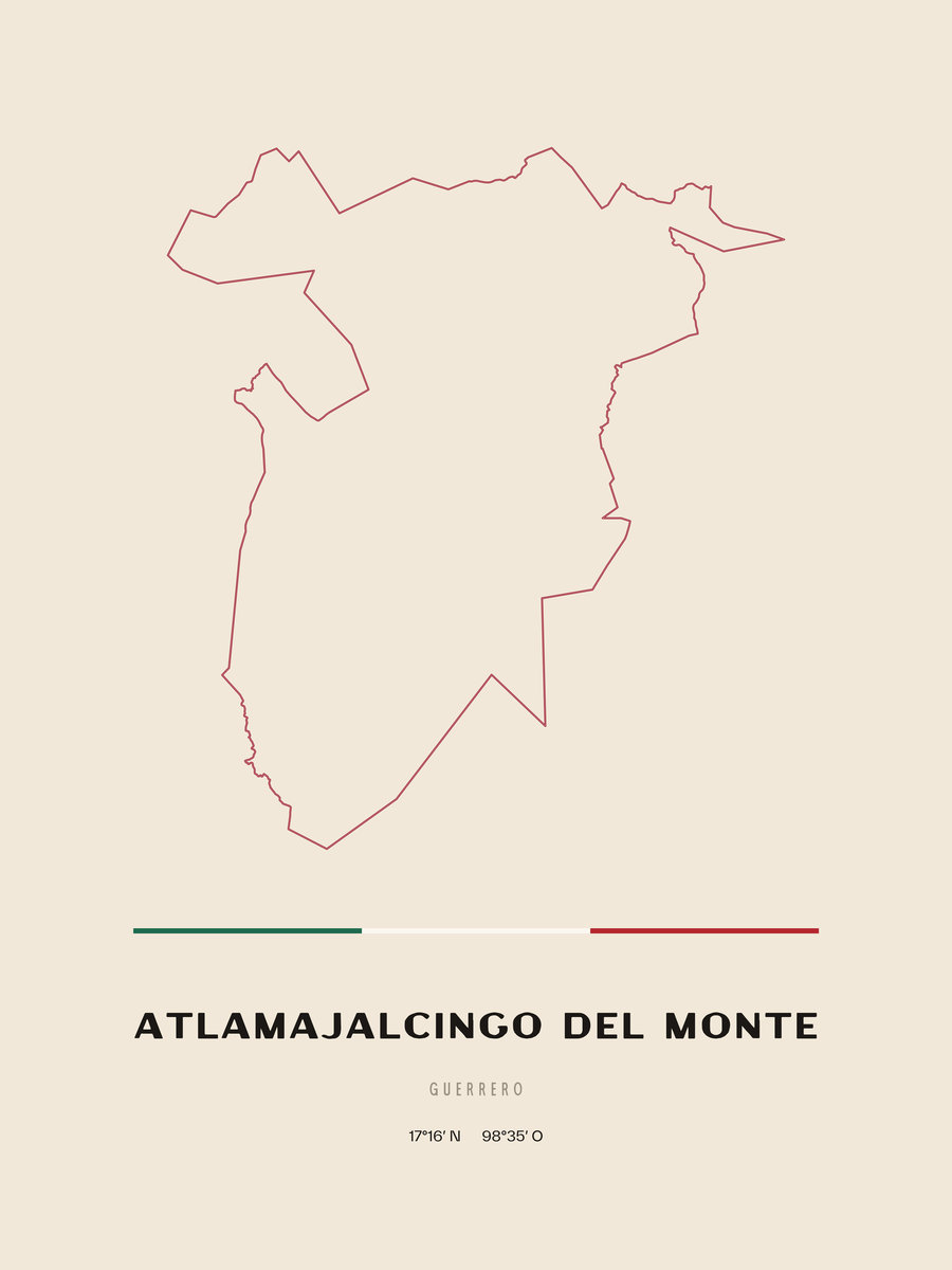 Framed poster of Atlamajalcingo del Monte, Guerrero.