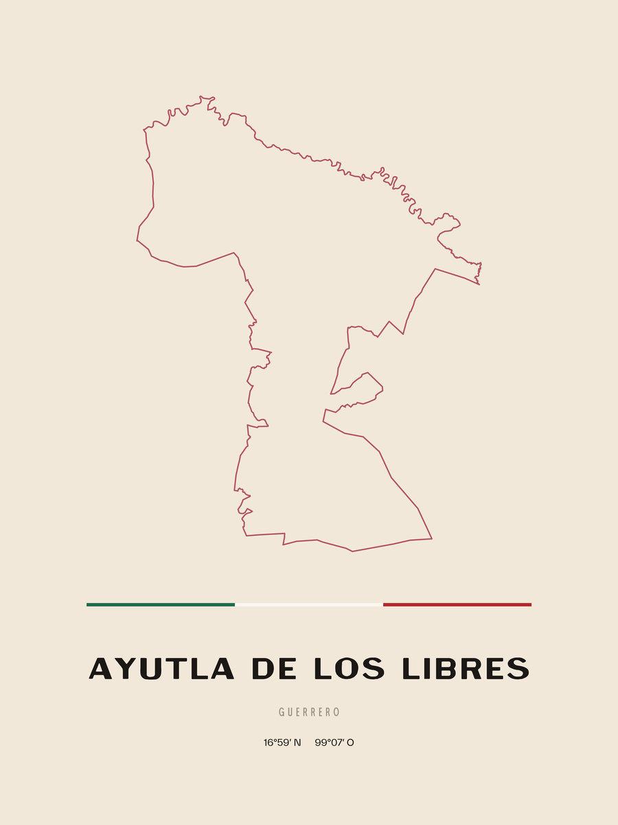 Framed poster of Ayutla de los Libres, Guerrero.