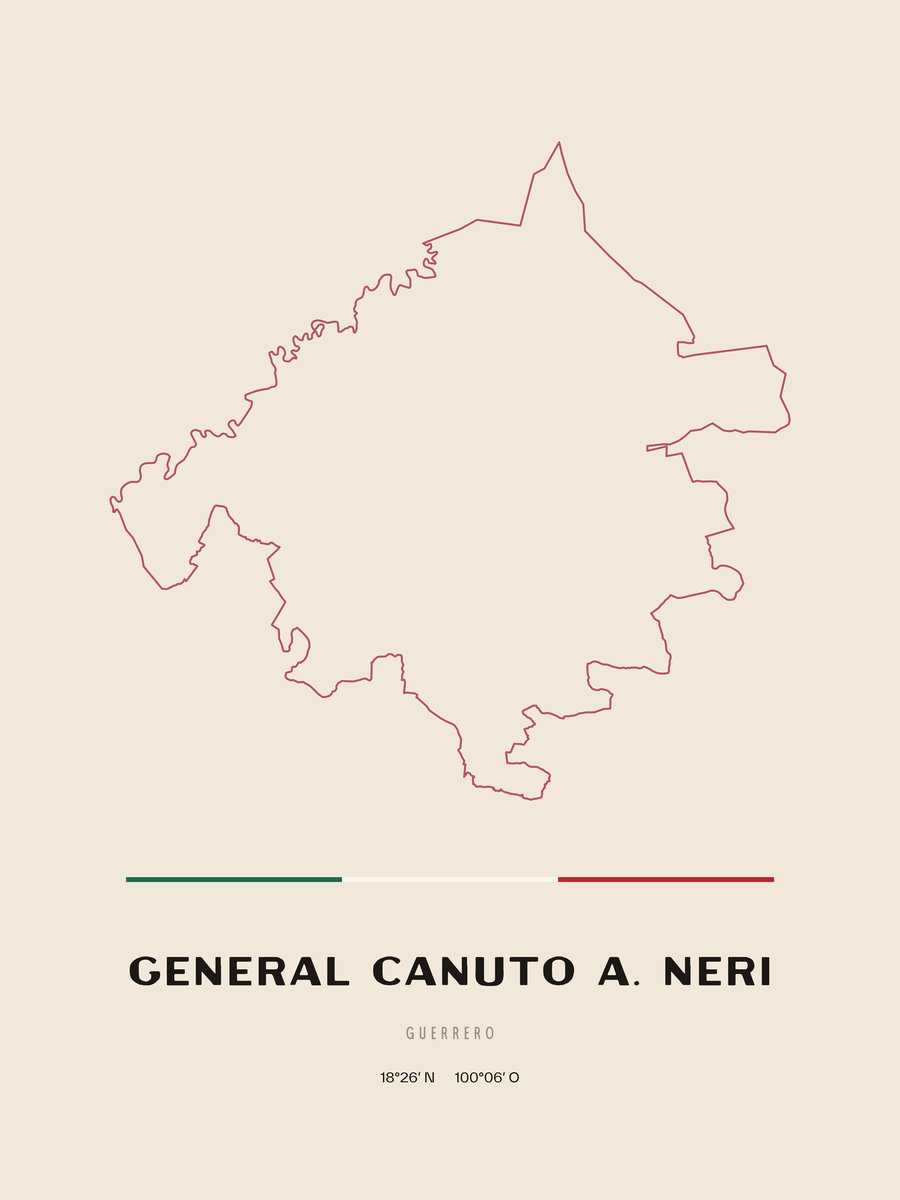 Framed poster of General Canuto A. Neri, Guerrero.