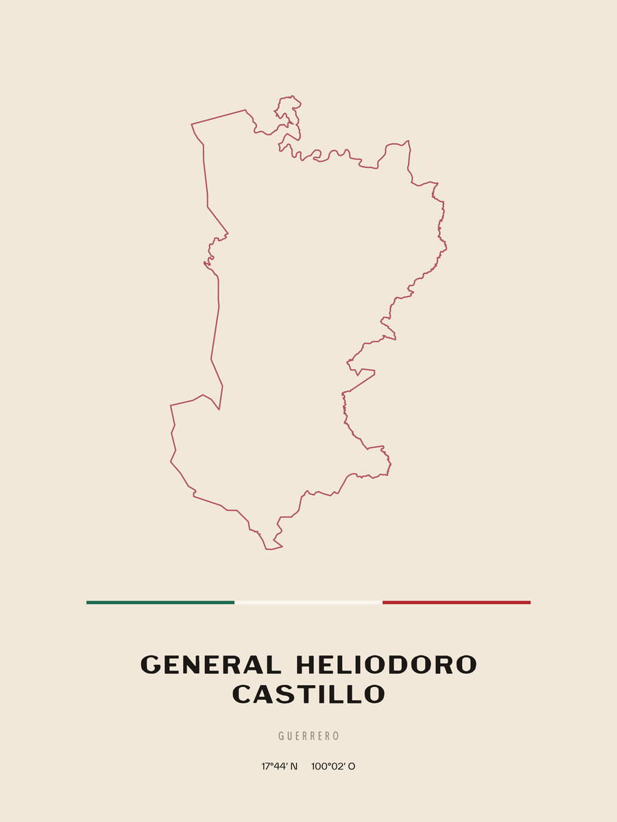 Framed poster of General Heliodoro Castillo, Guerrero.