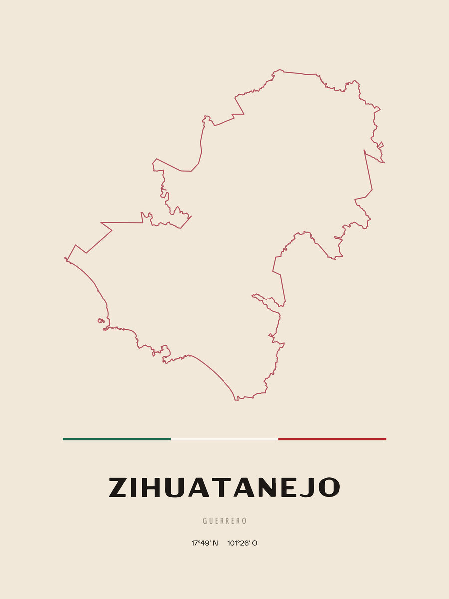 Framed poster of Zihuatanejo, Guerrero.