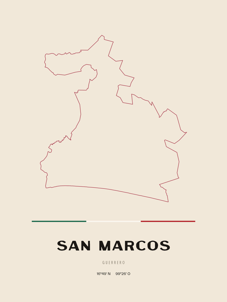 Framed poster of San Marcos, Guerrero.