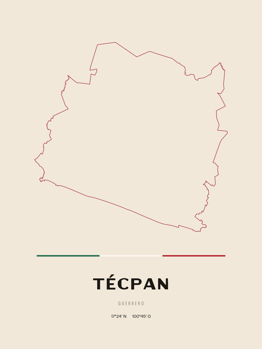 Framed poster of Técpan, Guerrero.