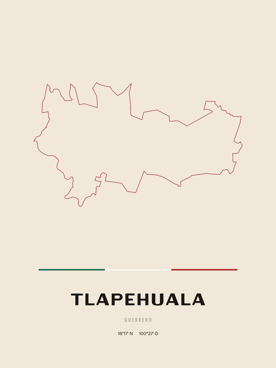 Framed poster of Tlapehuala, Guerrero.