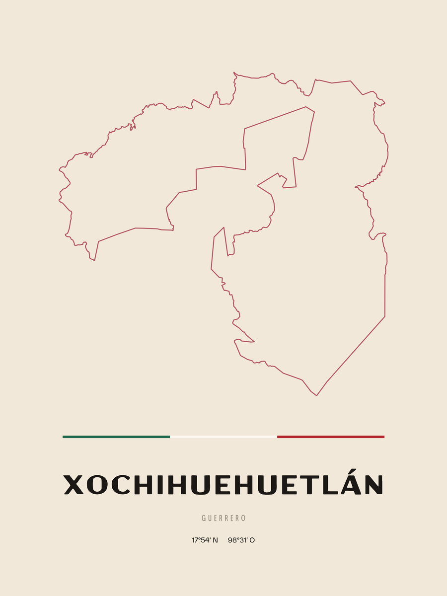 Framed poster of Xochihuehuetlán, Guerrero.