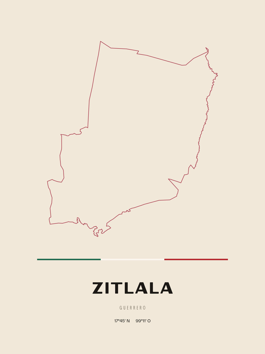 Framed poster of Zitlala, Guerrero.