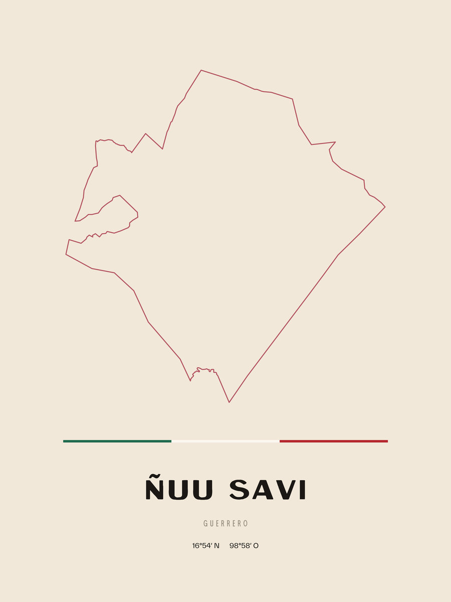 Framed poster of Ñuu Savi, Guerrero.